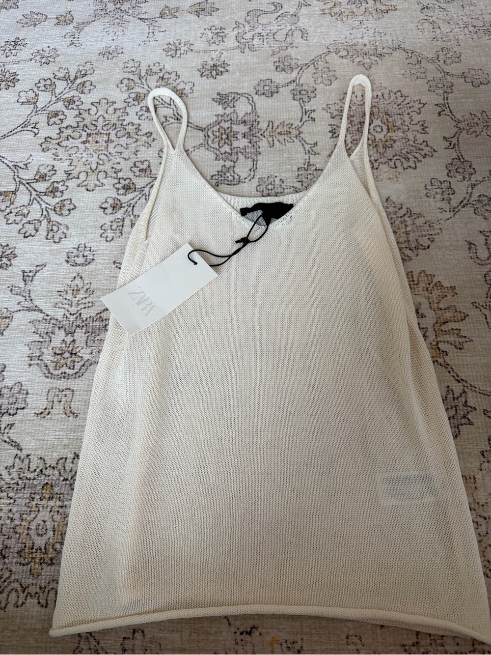 NWT Zara Cream Knit Spaghetti-Strap Tank Top